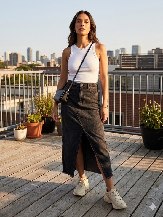 Dynamite Dresses & Skirts - Dynamite Black Washed Denim Skirt